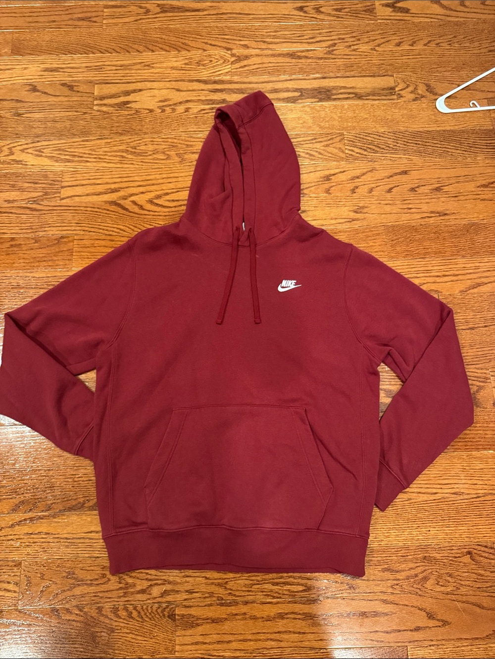 Nike Maroon Pullover Hoodie with White Swoosh